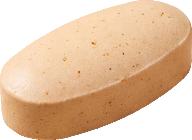 A speckled multivitamin tablet