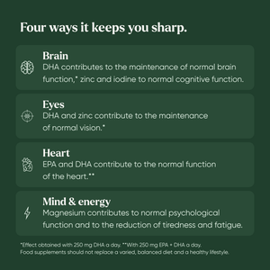 Four ways Silvie Mind keeps you sharp: brain, eyes, heart, and mind and energy, with the nutrients behind each