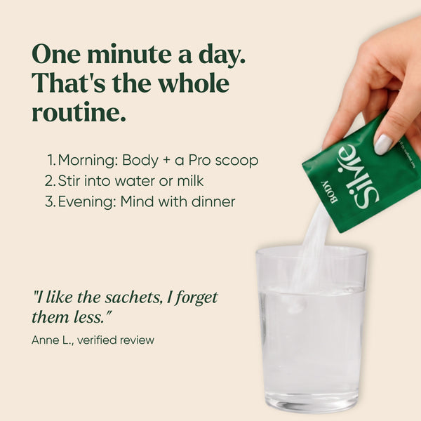 How to take Silvie 360: Body and a Body Pro scoop in water or milk in the morning, Mind with dinner in the evening