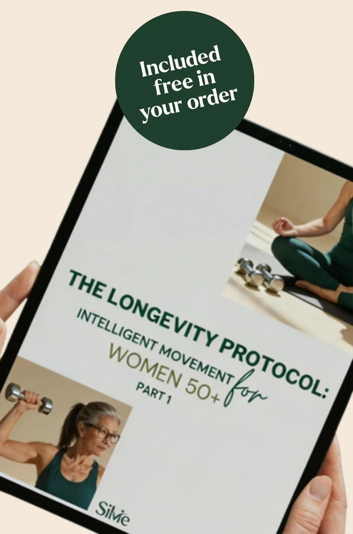 The Longevity Protocol e-book on a tablet, with a sticker: included free in your order